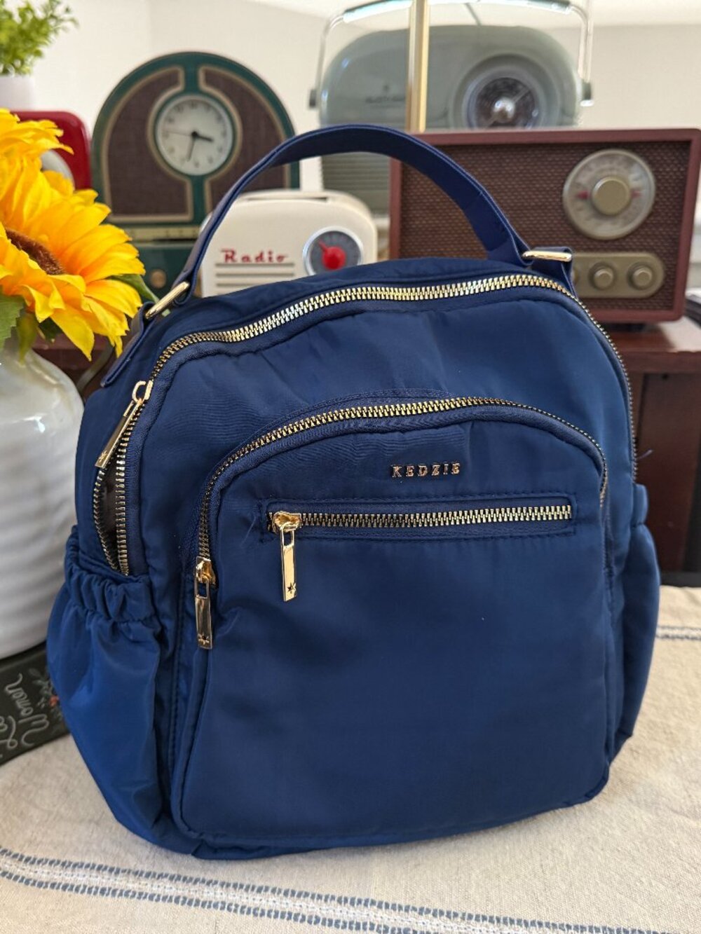 Kedzie Aire Navy Convertible Backpack Crossbody Bag Extra Strap